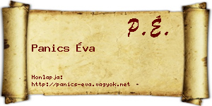 Panics Éva névjegykártya